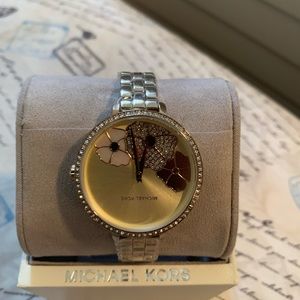 Gold Michael Kors Watch w/ Spring Floral Accent